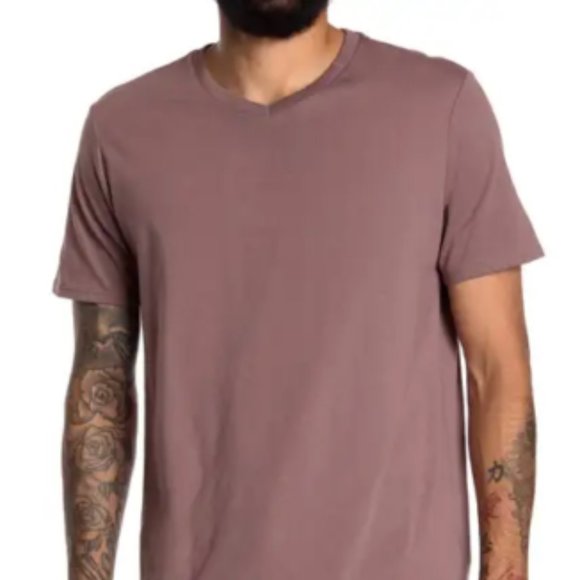RICHER POORER Men's MEDIUM Plum Smoke High V-Neck Lounge T-Shirt - Picture 1 of 2